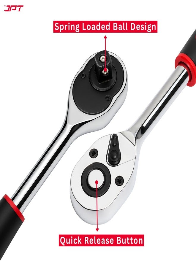 JPT 12-In-1 1/2" Ratchet Spanner Socket Set | CR-V Build with 6-Point Design | Ratchet Spanner With Quick-Release Reversible Mode & Spring-Loaded Ball | Best for Home, Car, Bike, Automotive Repair - Image 4